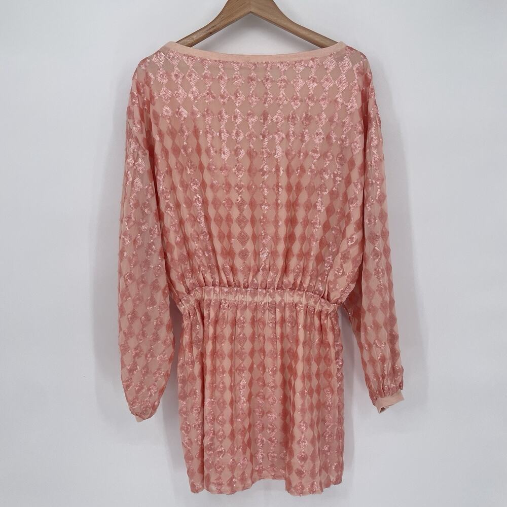 NWT Chaser Mini Dress Checkered Pink Sequin Women’s Small Party Cocktail Club - Picture 4 of 15